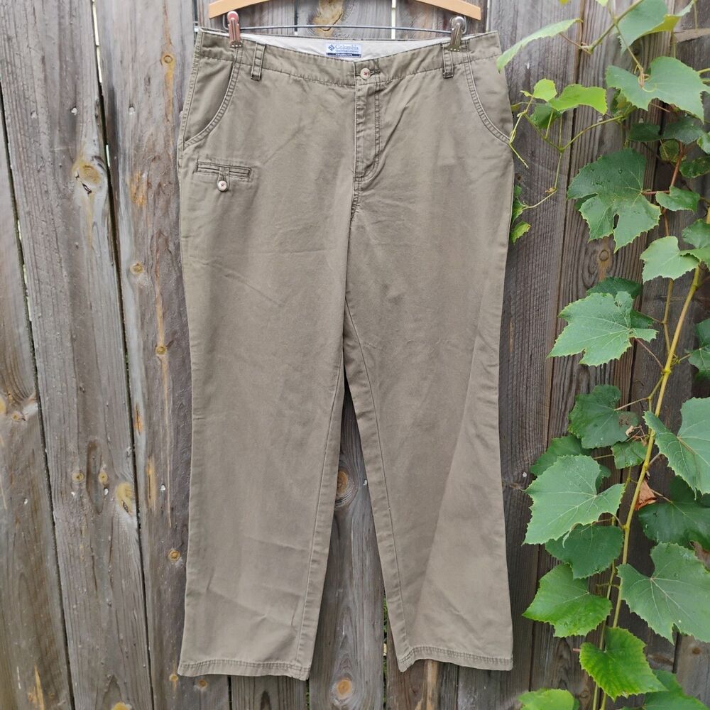 Columbia Sportswear Canvas Hiking Pants Size 14 Green Khaki Outdoor Gorpcore